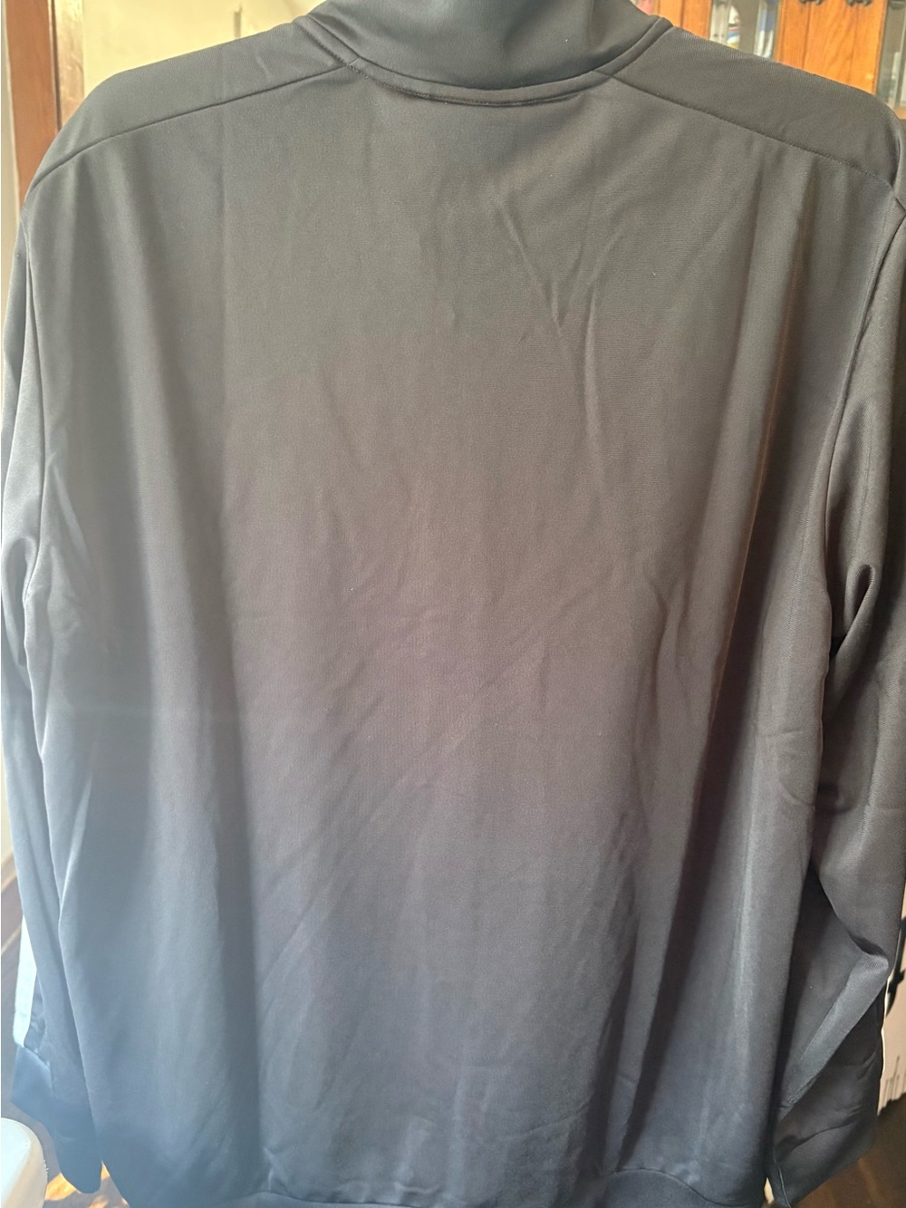 Adidas Black Full Zip Track Jacket Three Stripe Sleeves - Picture 4 of 7